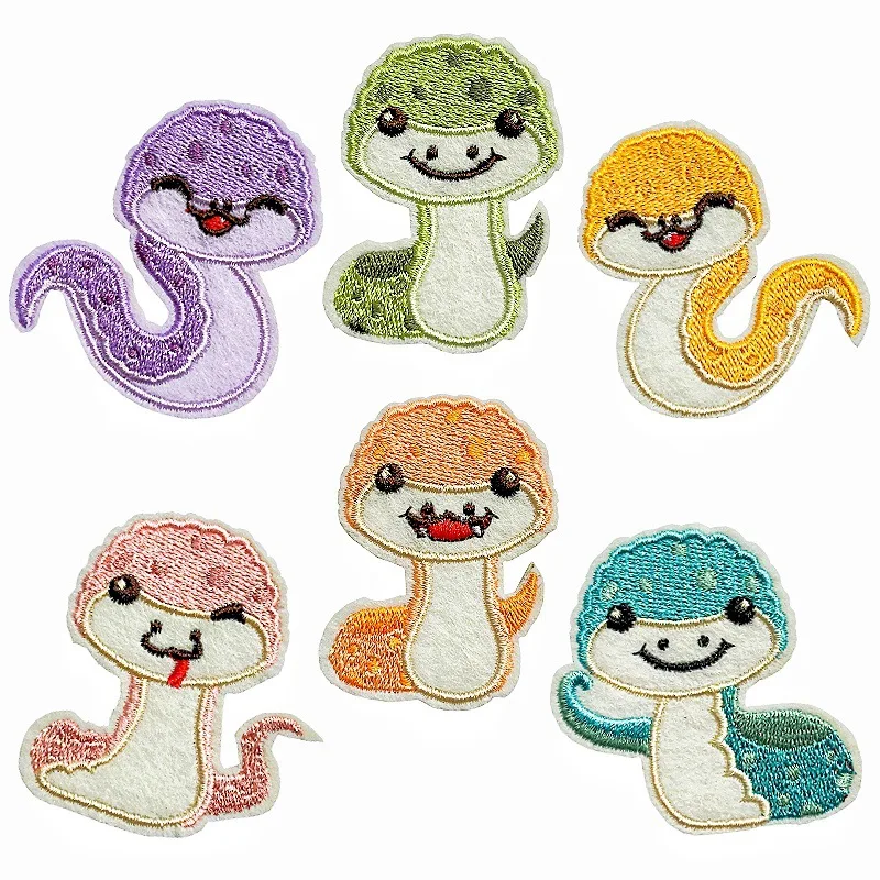 

2025 Cute Cartoon Snake Year Animal Self-adhesive Embroidered Badge Patch for DIY Hole T-shirt Backpack Clothing Applique