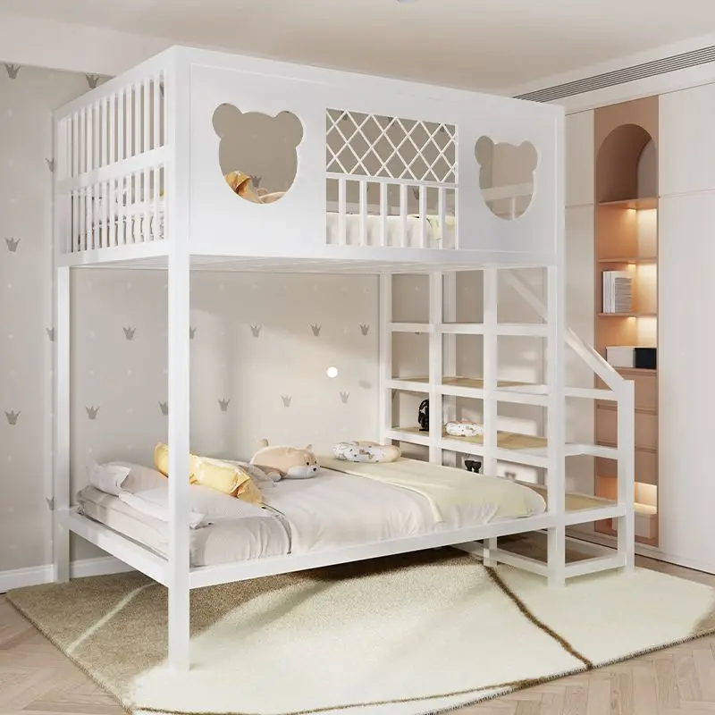 Small apartment 1 meter children's space saving single upper floor apartment mother and child bed wrought iron upper and lower