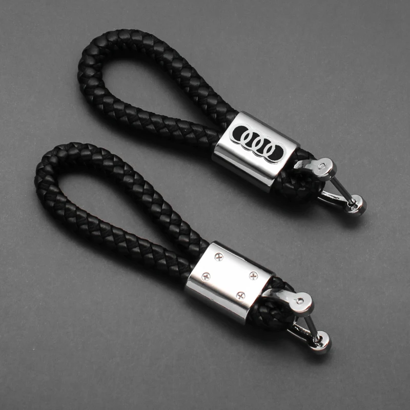 1pcs Car Key Chain Metal Logo Keyring Leather Keychain For Audi A6 A5 Q7 S4 S5 S7 A4 B9 A4L Q5 TT TTS RS 8S RS6 Sline Accessorie