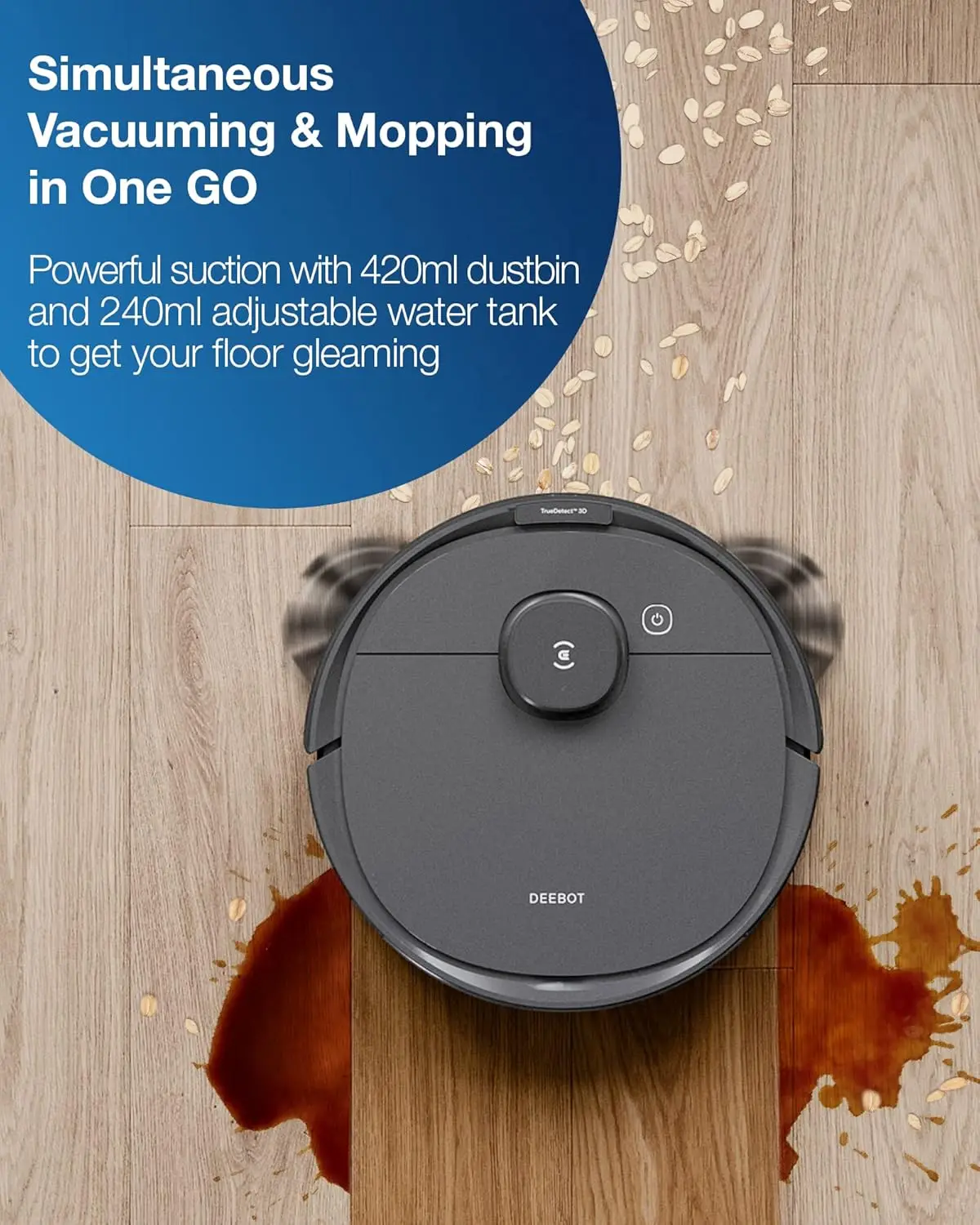 Deebot T8 Robot Vacuum and Mop Cleaner, Precise Laser Navigation, Multi-floor Mapping, Intelligent Object Avoidance, Ful