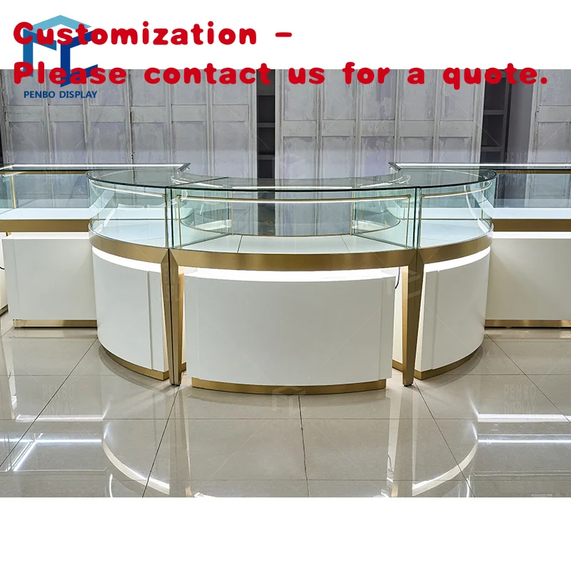 custom.Customized Glass Jewelry Display Cabinet Commercial Led Lighting Round Showcase Display Jewelry