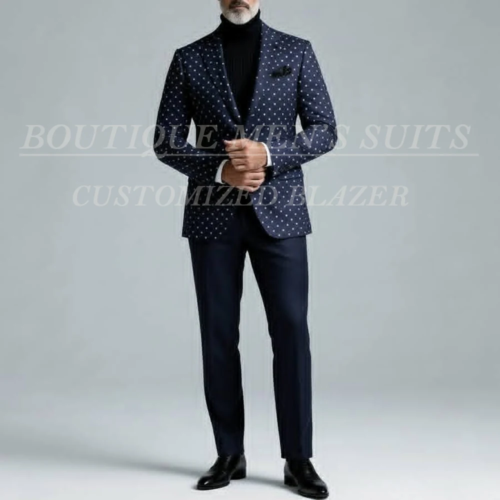 Elegant Suits For Men 2026 Luxury Slim Fit Single Breasted Peak Lapel 2 Piece Jacket Pants Full Sets Customzied Male Clothing