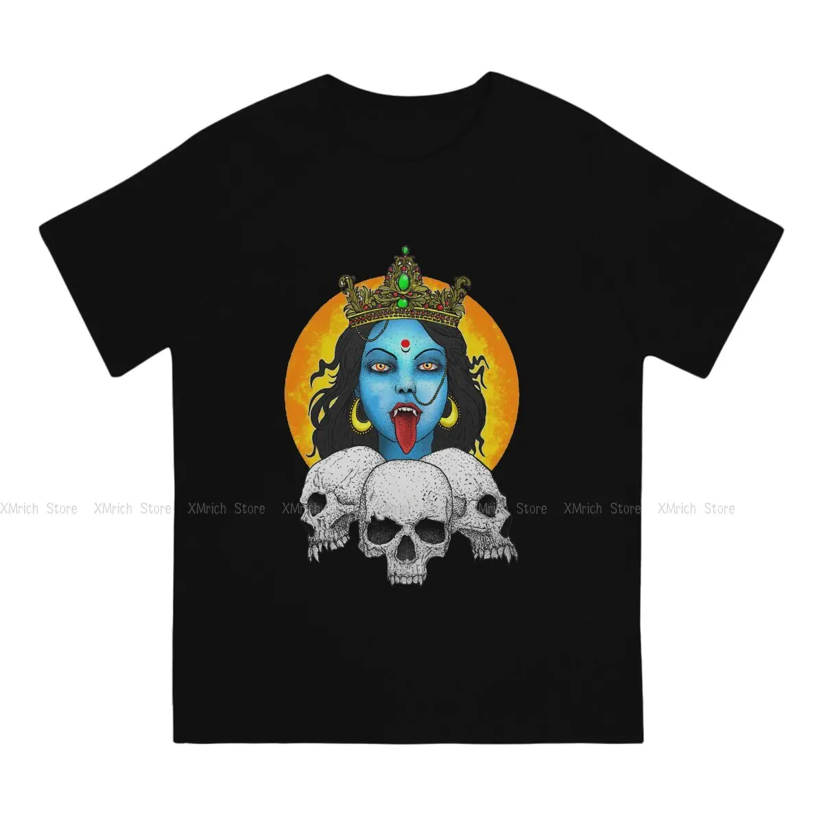 Novelty Kali Hindu Goddess T-Shirt for Men Round Collar Pure Cotton T Shirts Shiva Hindu God India Lingam Short Sleeve Tee