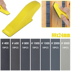 70PCS DIY Hand Sandpaper Handheld Sander Wet Dry Manual Polishing Block Detail Sanding Hook and Loop Sandpaper  Strip