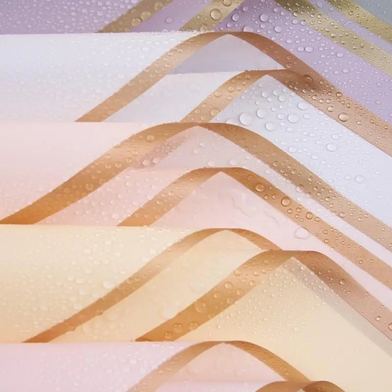 20Pcs Flower Wrapping Paper Golden Border Rose Korean Style Half Transparent Gifts Packing Paper DIY Bouquet Wrapping Material