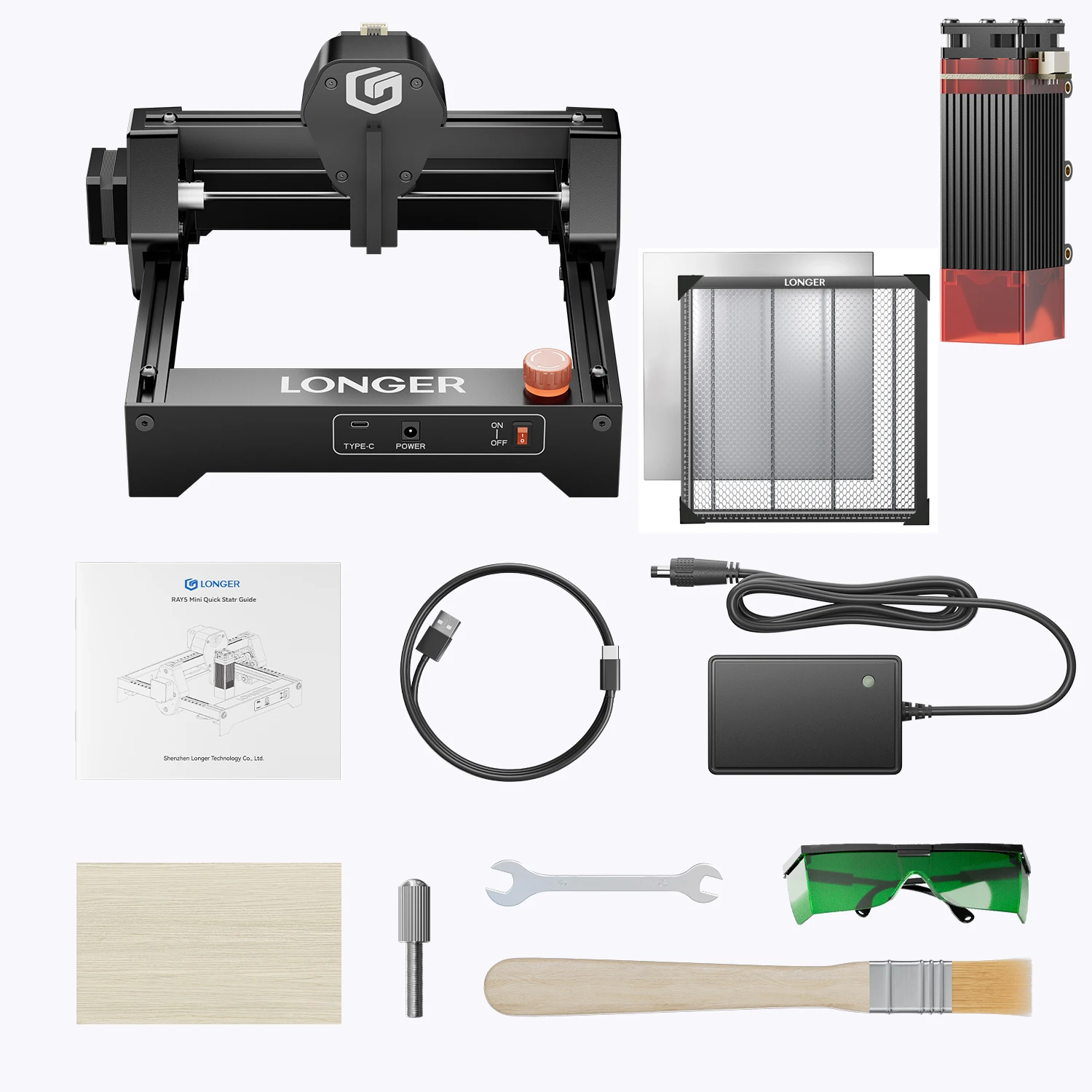 RAY5 Mini Incisore Portatile Macchina Per Incidere Laser 2.5W + 440mm Pannello A Nido D'ape + Foglio di Alluminio + Occhiali CNC KIT FAI DA TE strumenti