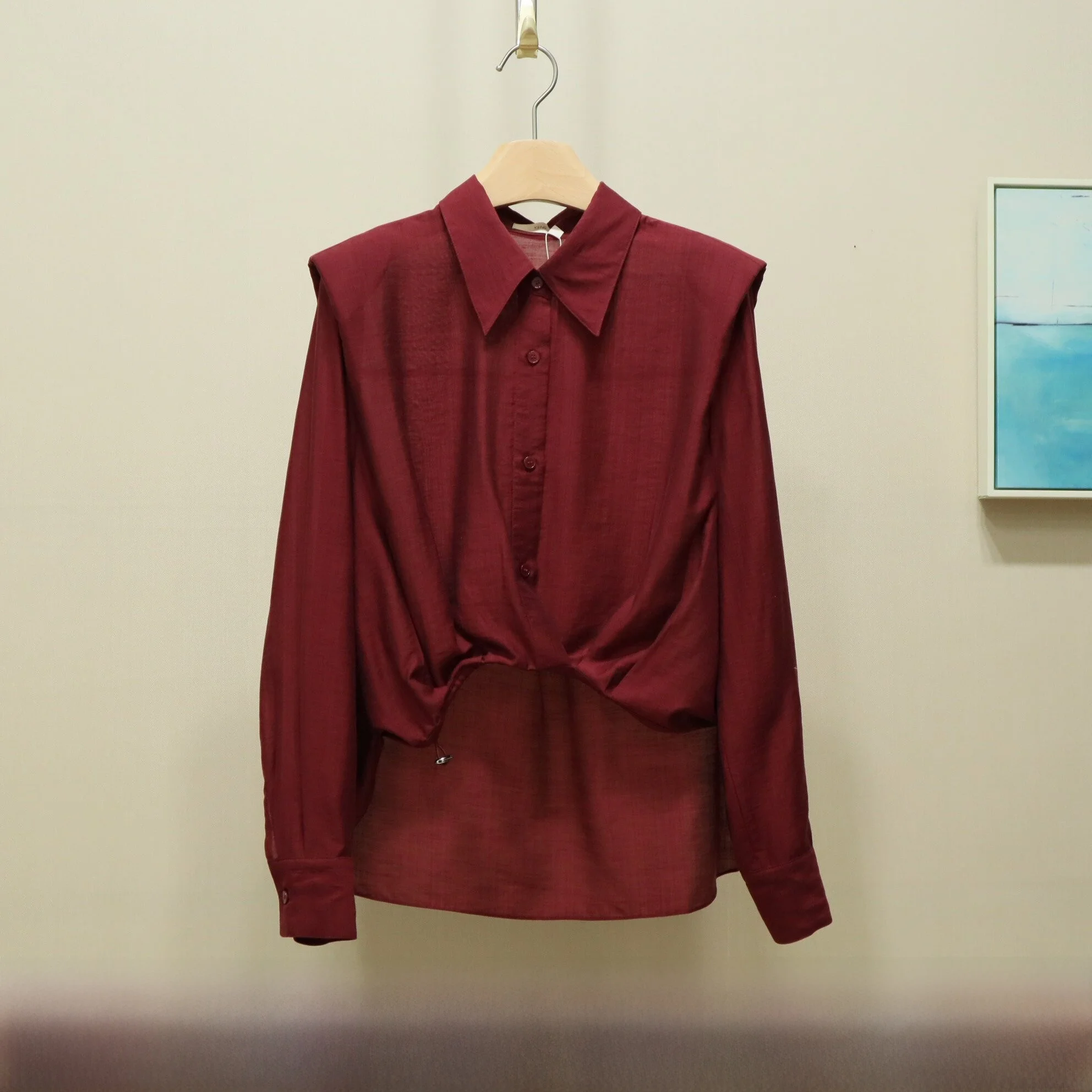 

Faionable oulder Padded Top Versatile Casual Sle Long Sve Women's irt Breathable Comfortable Fabric Spring New Arr...