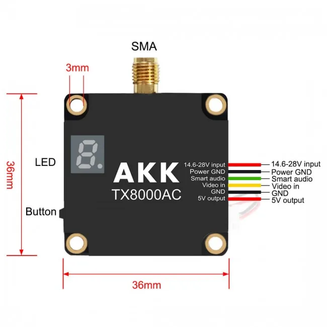 AKK Ultra Long Range All Channels Version 8W 4.9G-6G Ultra Wide Band 96CH VTX