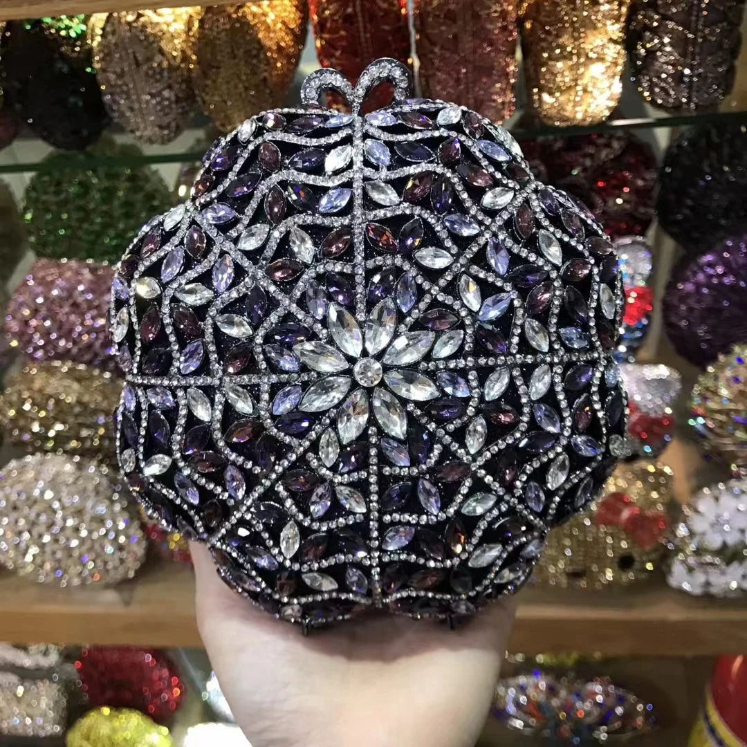 

Women Multicolored Crystal Clutch Bag Rhinestones Evening Bag Bridal Wedding Party Clutches Bags Lady Stone Handbag Purse Metal