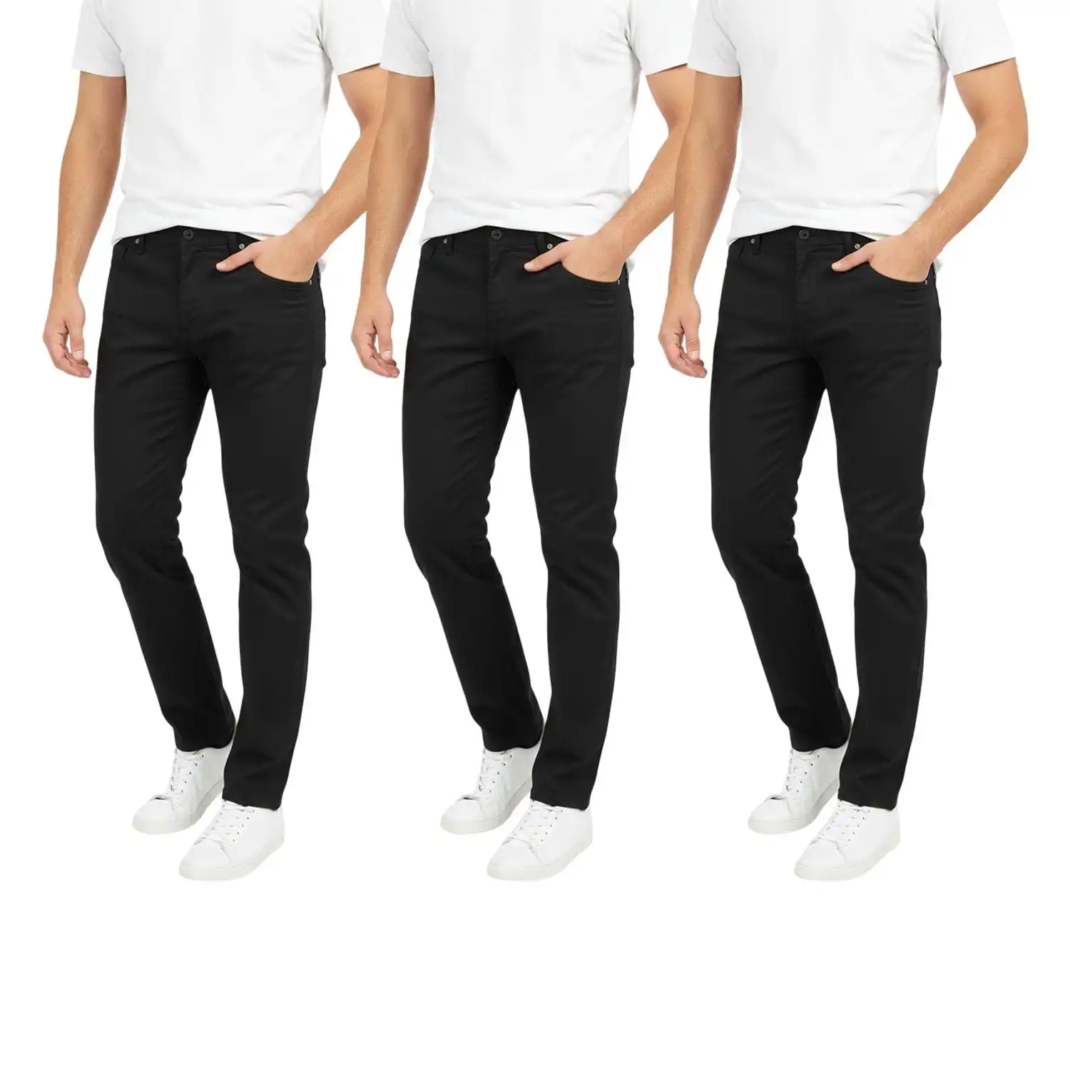 

Mens 3 Pack Chinos Slim Fit Stretch Pants