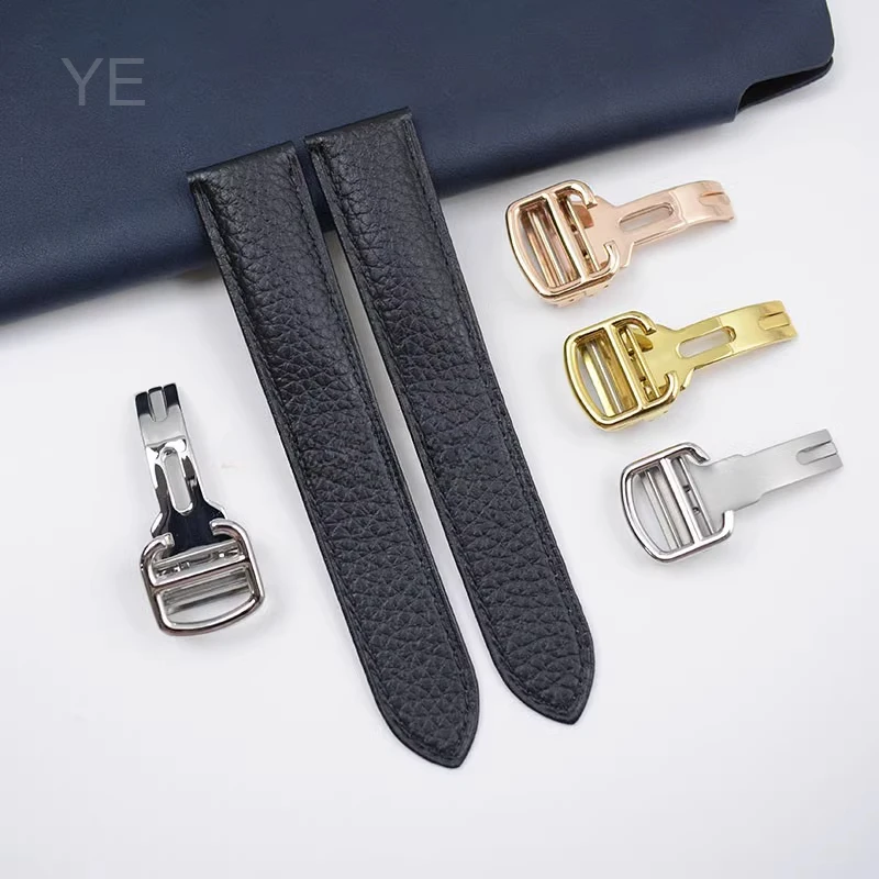 16 17 18 20 22mm cinturino originale in pelle bovina premium con vestibilità senza cuciture per Cartier Tank London Solo cinturino modello Lychee nero