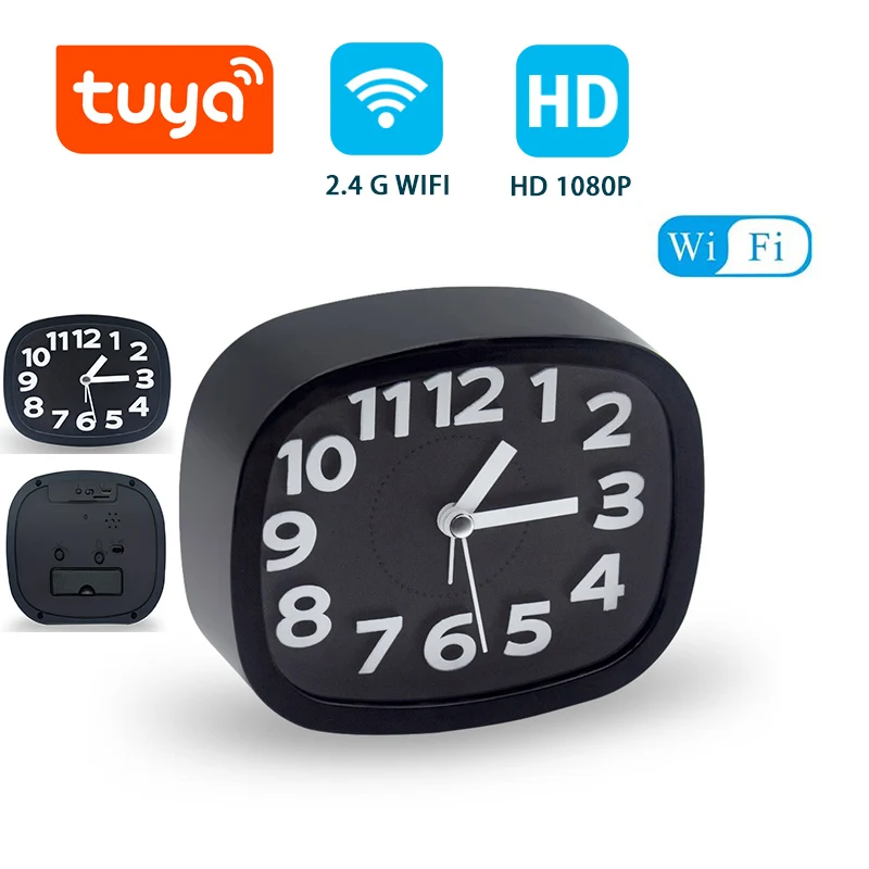 

Tuya Smart Wireless mini clock camera Home Security Alarm Wifi HD 1080p camera suitable for home and office nannies cameras