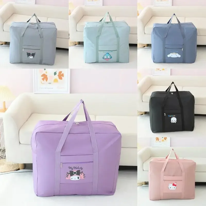 

Дорожная сумка Hello Kitty, утолщенная, с мультяшным принтом, вместительная, на колесиках, портативная сумка для хранения, дорожная сумка для женщин