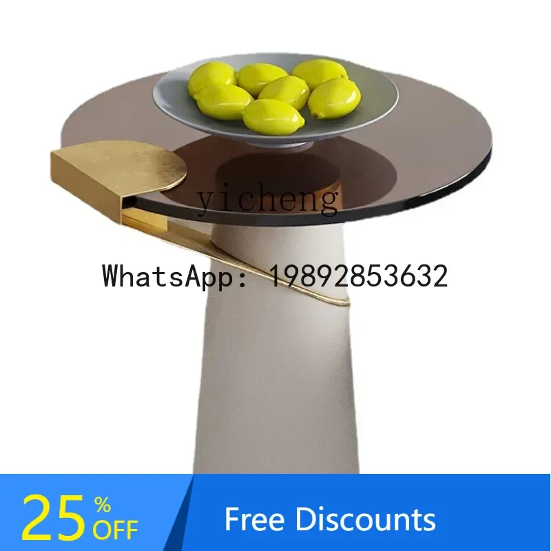 

LYY Bedroom Bedside Table Designer Creative Sofa Side Table Glass Small Coffee Table