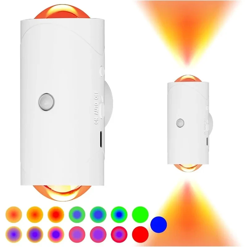 

Светодиодный настенный бра с 7-цветным меняющимся датчиком движения, внутренние настенные бра для спальни, прикроватной тумбочки, прихожей, двора, дверного проема