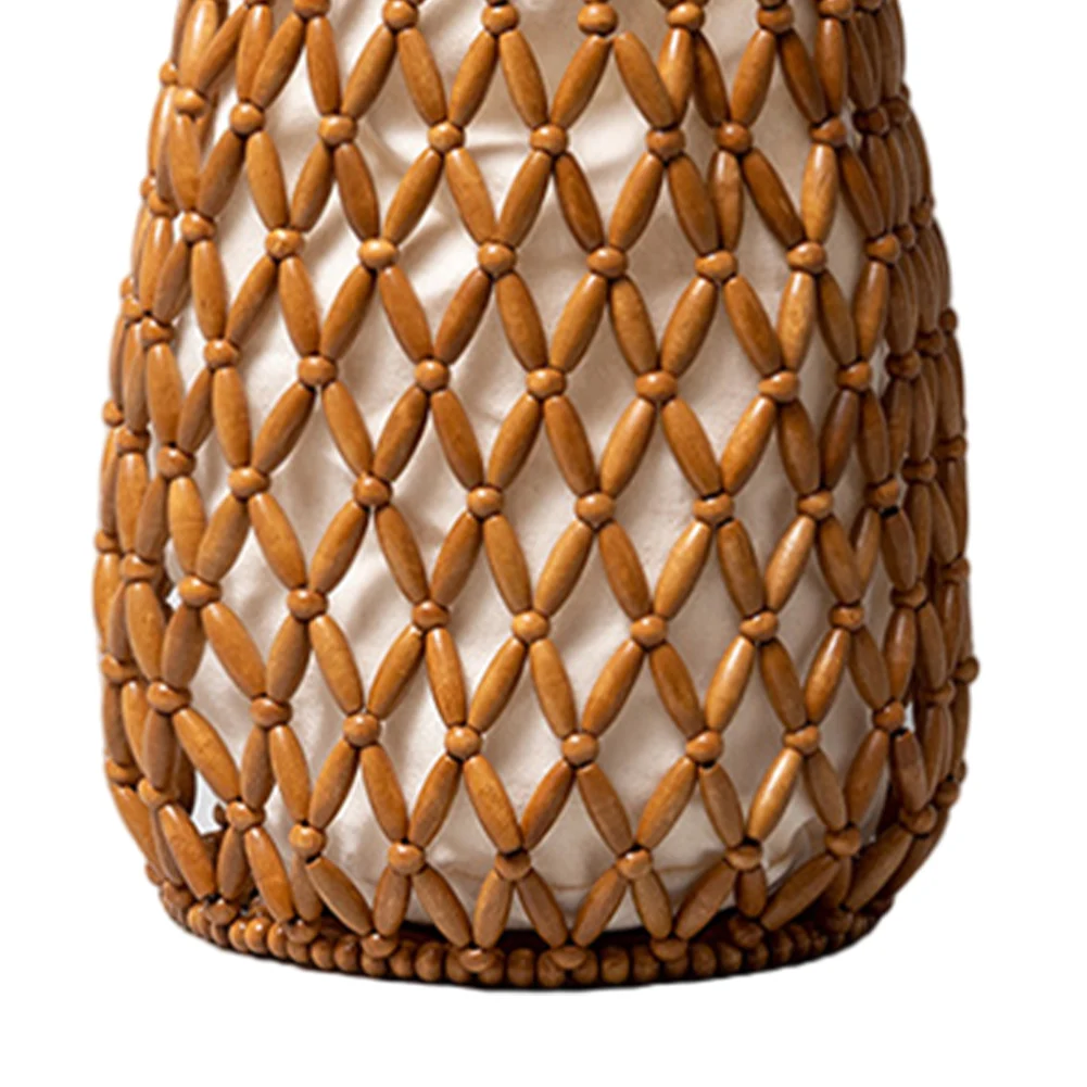 

Деревянная плетеная сумка-тоут для отпуска и путешествий, ажурная сумка-ведро через плечо, повседневная пляжная сумка для женщин