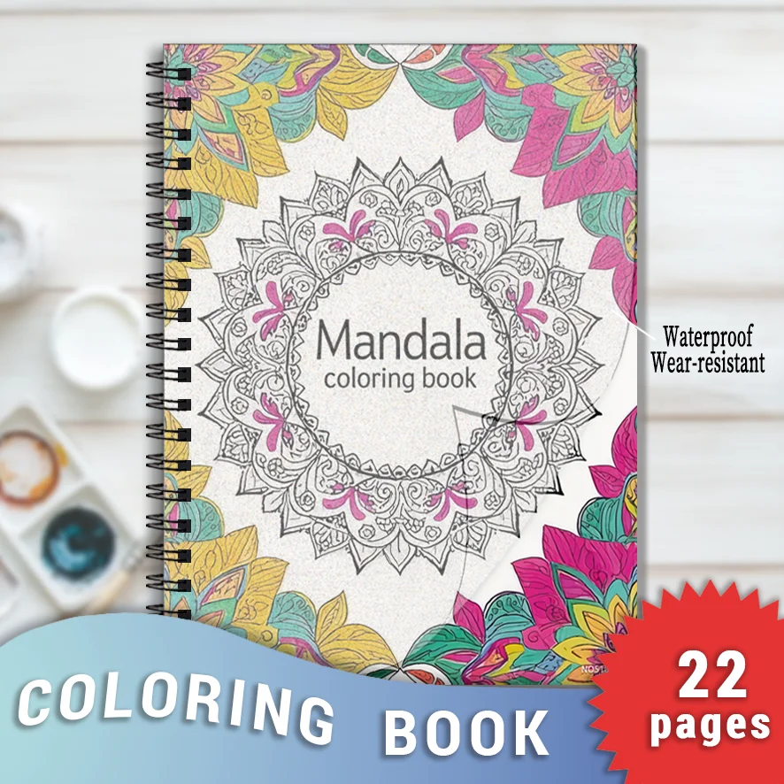 Mandala Adult Coloring Book - 8.3x11.2 inches Stress relief coloring book 22 pages of art therapy illustrations to relieve anxie