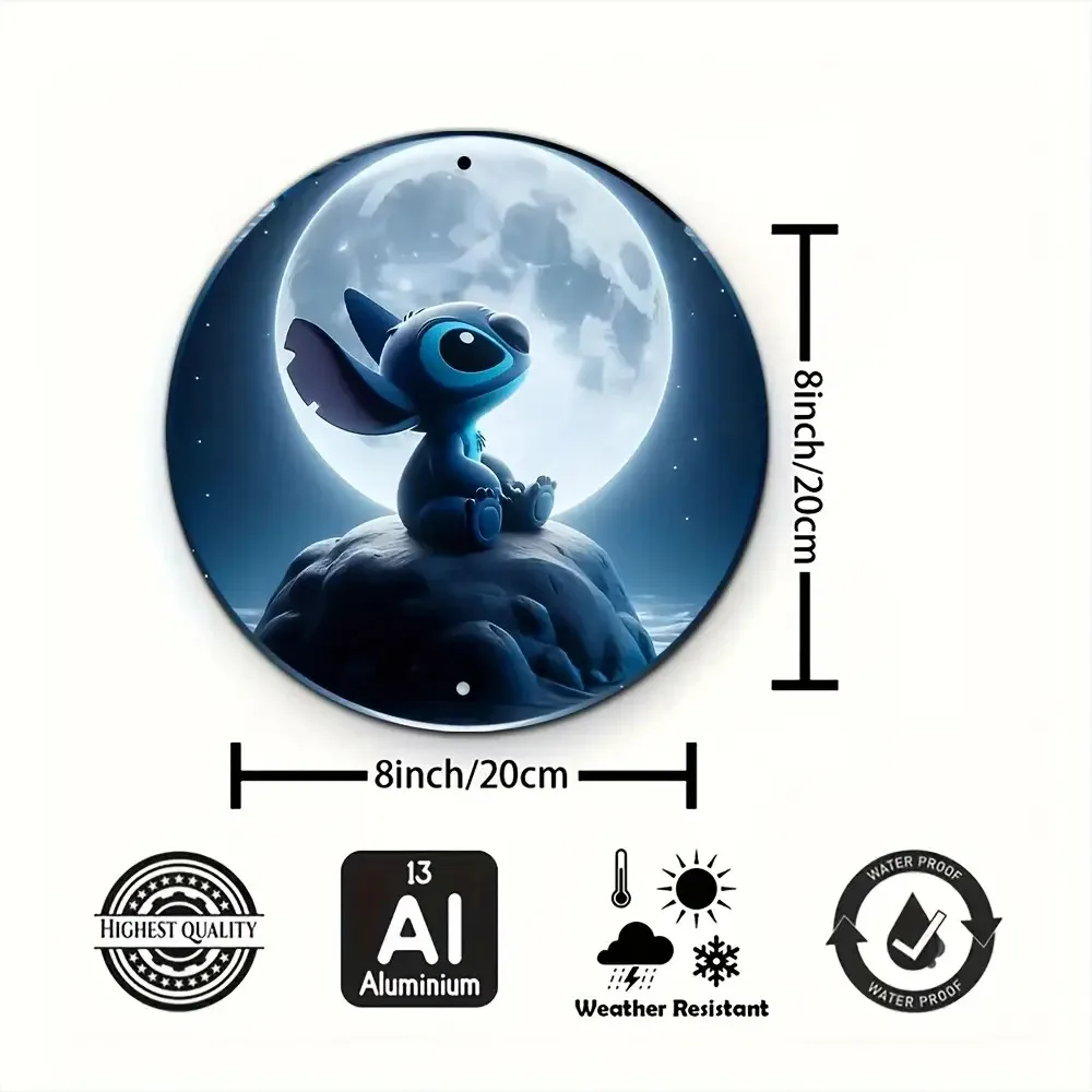 قطعة واحدة من لوحة القصدير المعدنية المستديرة، دائرة بنمط زخرفي مع موضوع غرزة، هدية ديكور منزلي مرخصة رسميًا، مناسبة