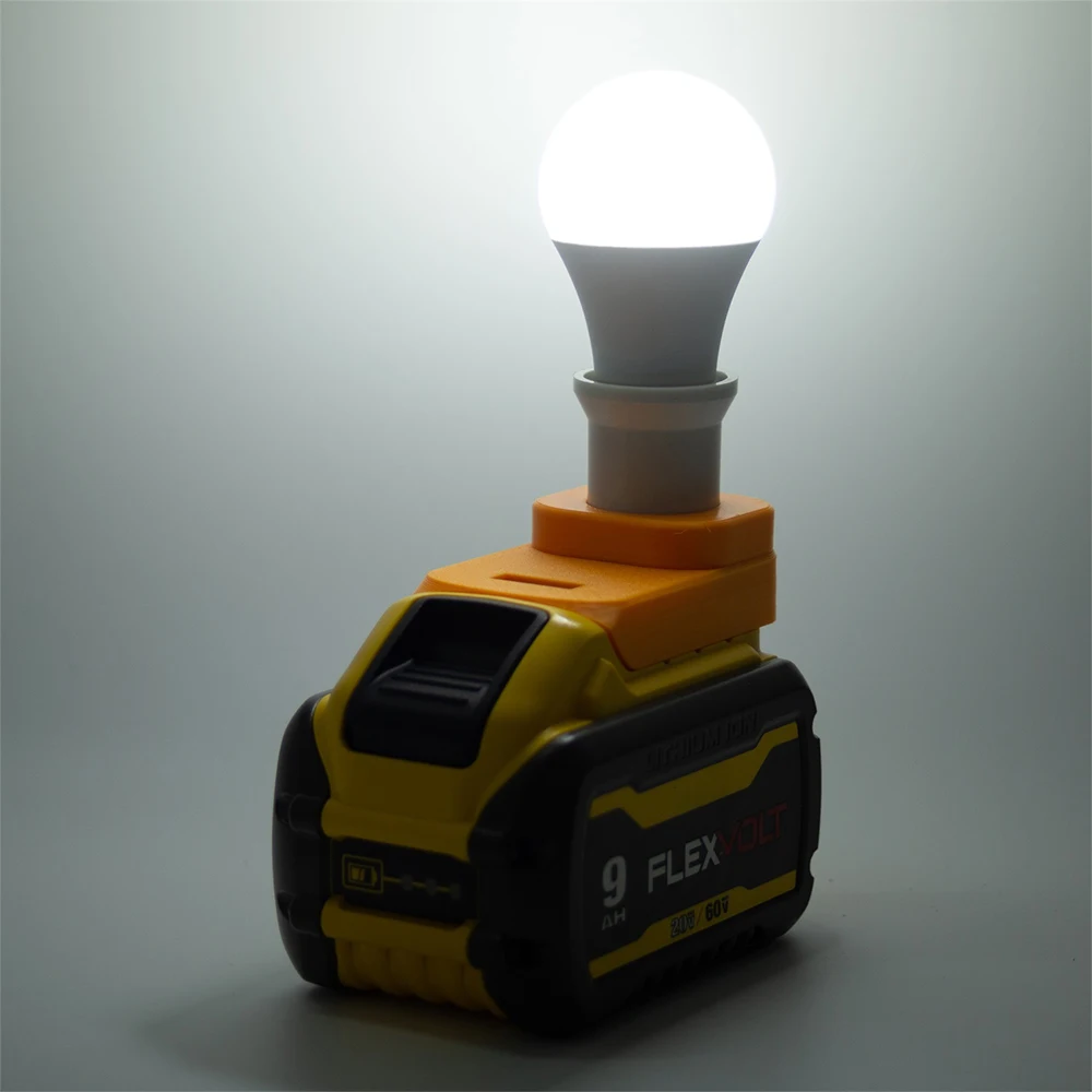 Bombilla LED de 5W E27 bombilla portátil para DeWalt 18V batería de litio hogar dormitorio decoración de fiesta de Navidad (sin batería)