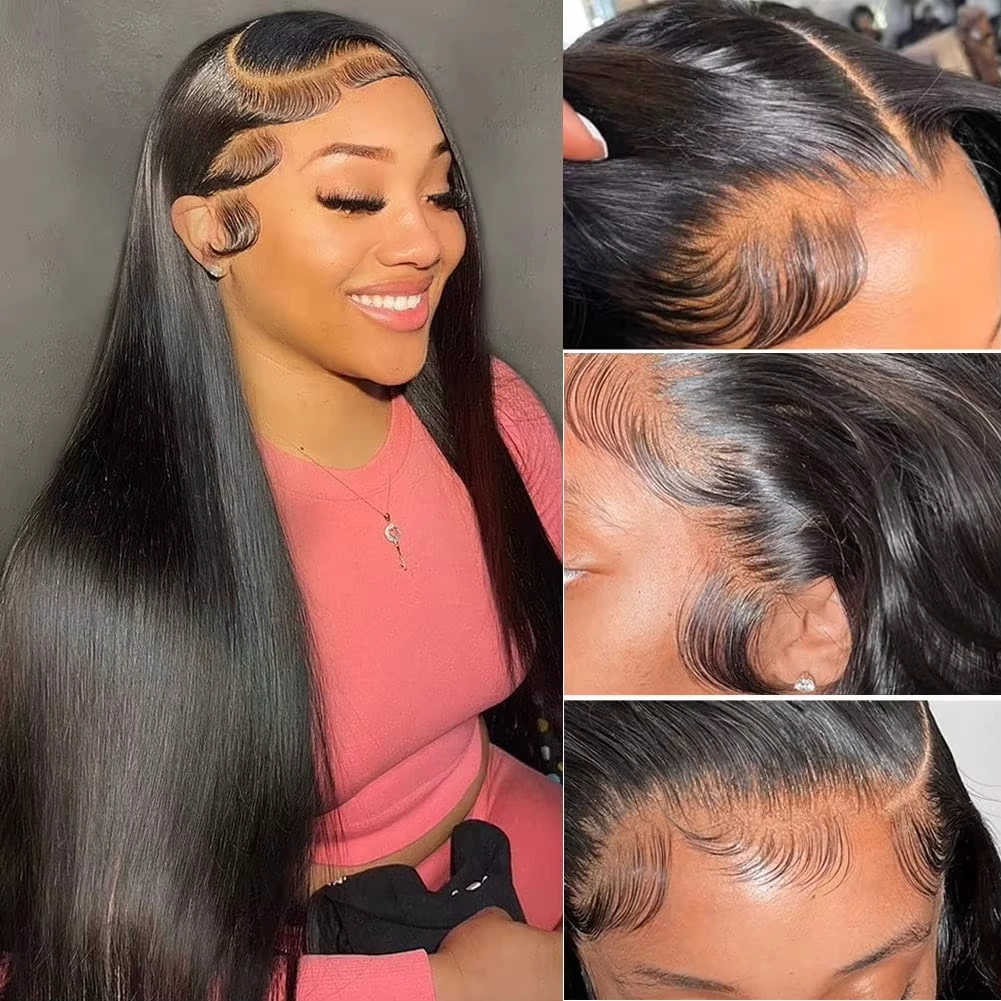 

13x6 Bone Straight Human Hair Lace Frontal Wigs 13x4 Transparent Lace Wig Brazilian Glueless Wigs Pre Plucked For Black Women