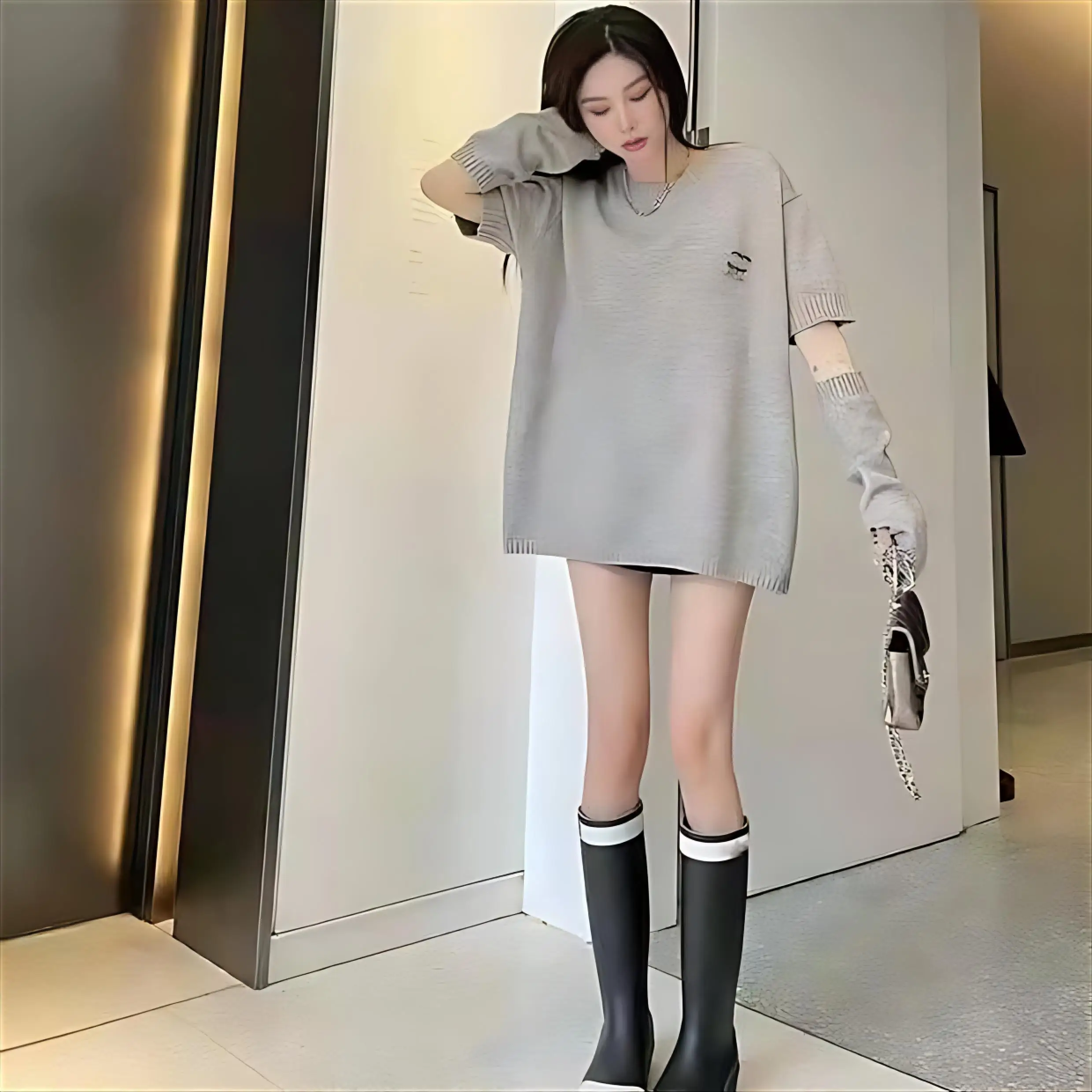 

Detachable Sleeve Knitted Sweater Women Female Fall Casualwear Versatile Cleanfit Unique Dynamic Fitting Urban Chic Beautiful OL