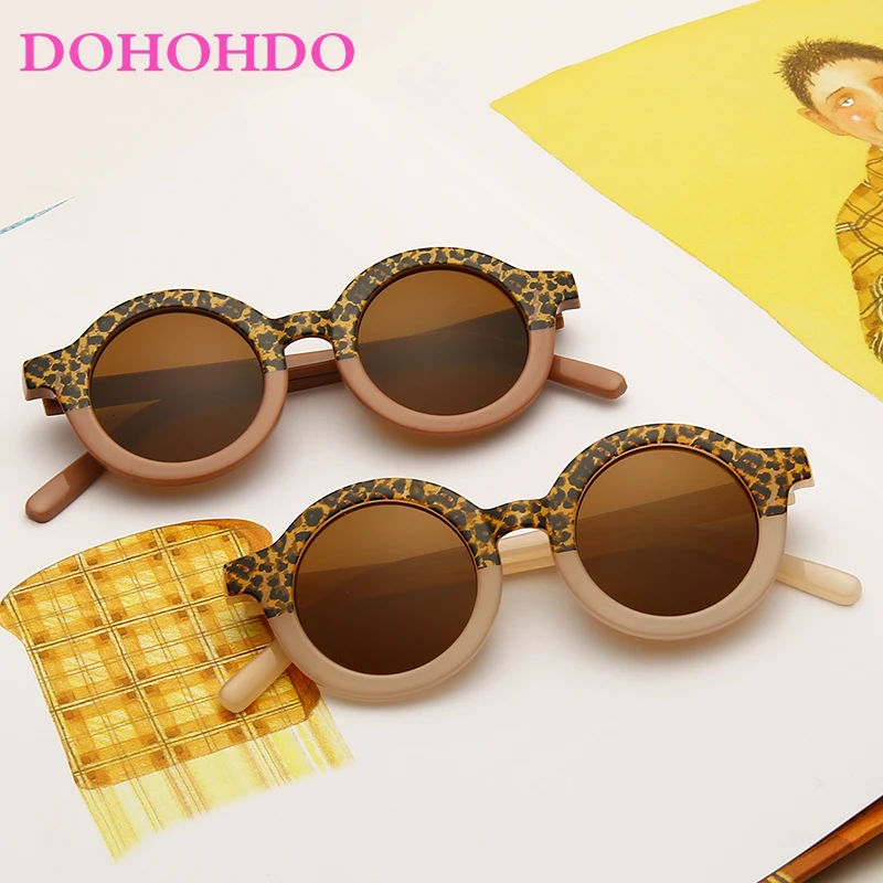 

Kids Sunglasses New Retro Leopard Cartoon Children Sun Glasses Boys Girls Baby Outdoors Round Goggle Eyewear UV400 De Sol Gafas