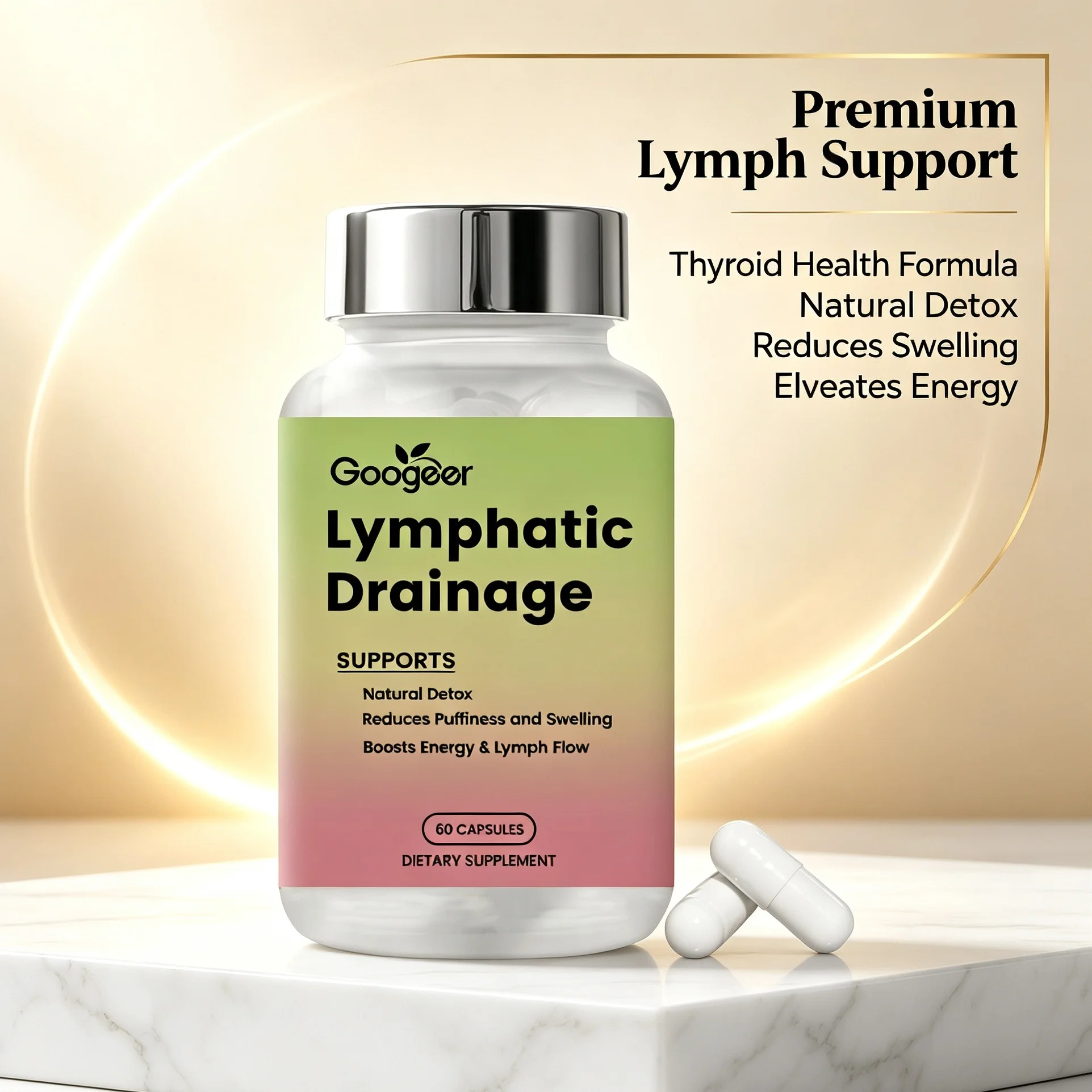 Lymph Cleanse Detox Capsules Thyroid Support Complex Natural Herbal Supplement Boost Metabolism Lymphatic Drainage Immune Health