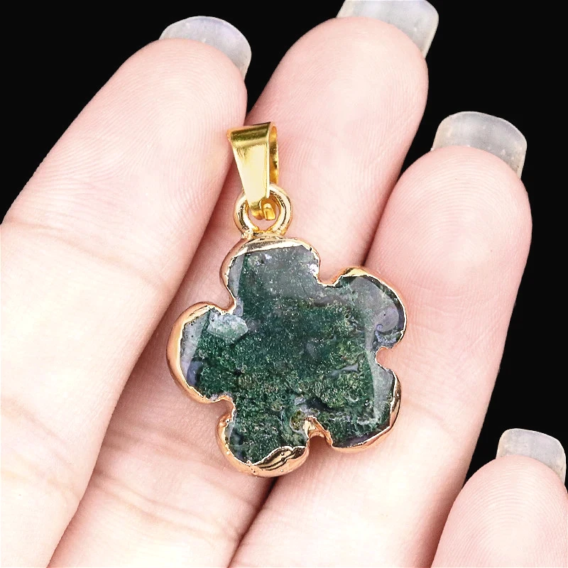 15 أحجام 20 مللي متر شكل زهرة 1 قطعة الحجر الطبيعي جمشت امازونيتي قلادة حلية النساء صنع المجوهرات عقد دي اي واي أقراط #1