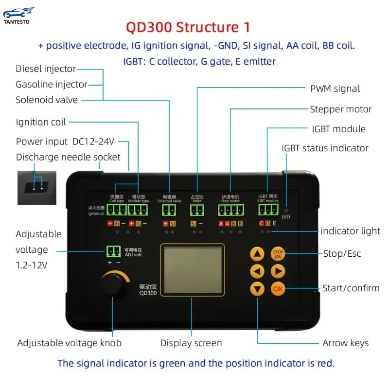 QD300 Ignition Coil Tester Automobile IGBT Idle Stepper Motor Solenoid Valve Injector PWM Actuator Fault Detector