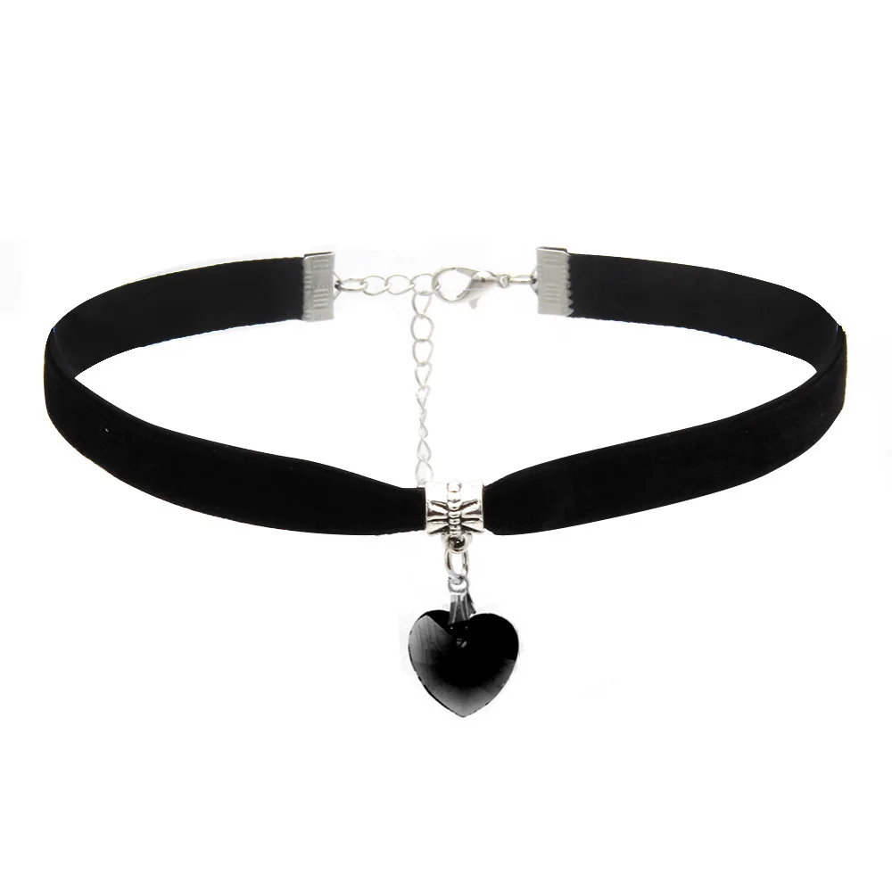 Meerkleurige Gotische Chokers Hart Hanger Flanellen Halskettingen Allemaal Passen Bij Fluwelen Choker Classic Gothic Chokers Mode-Accessoire