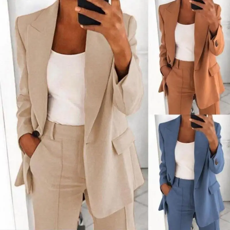 

Женское формальное пальто больших размеров из чистого льна с длинными рукавами и воротником, для офиса, зимняя коллекция