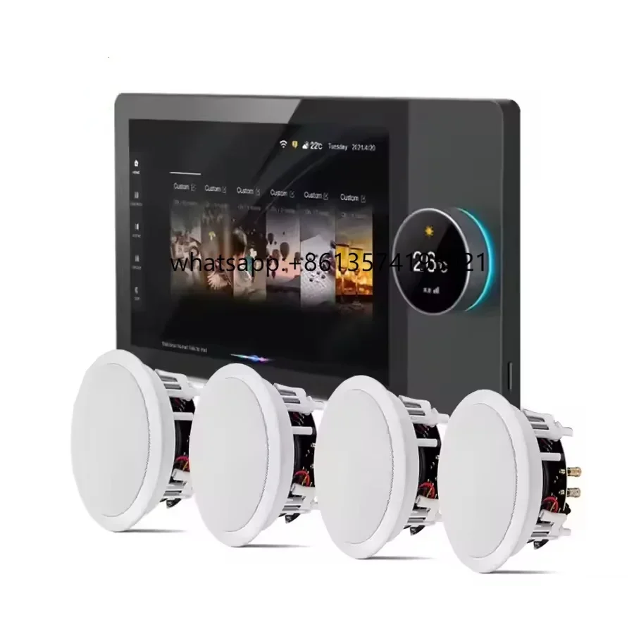 TTIANLAI Alto-falantes de 4 vias multifuncional Tuya Android Painel de controle central de 8 polegadas com fundo de música para casa inteligente