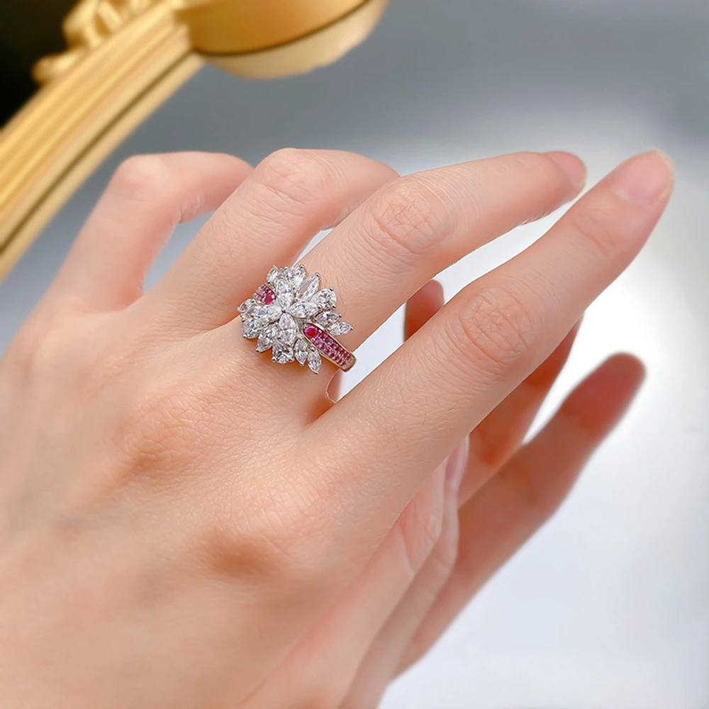 Wong Rain 100% 925 Sterling Silver Lab Sapphire High Carbon Diamond Gemstone Wedding Party Fine Jewelry Sparkling Ring for Women