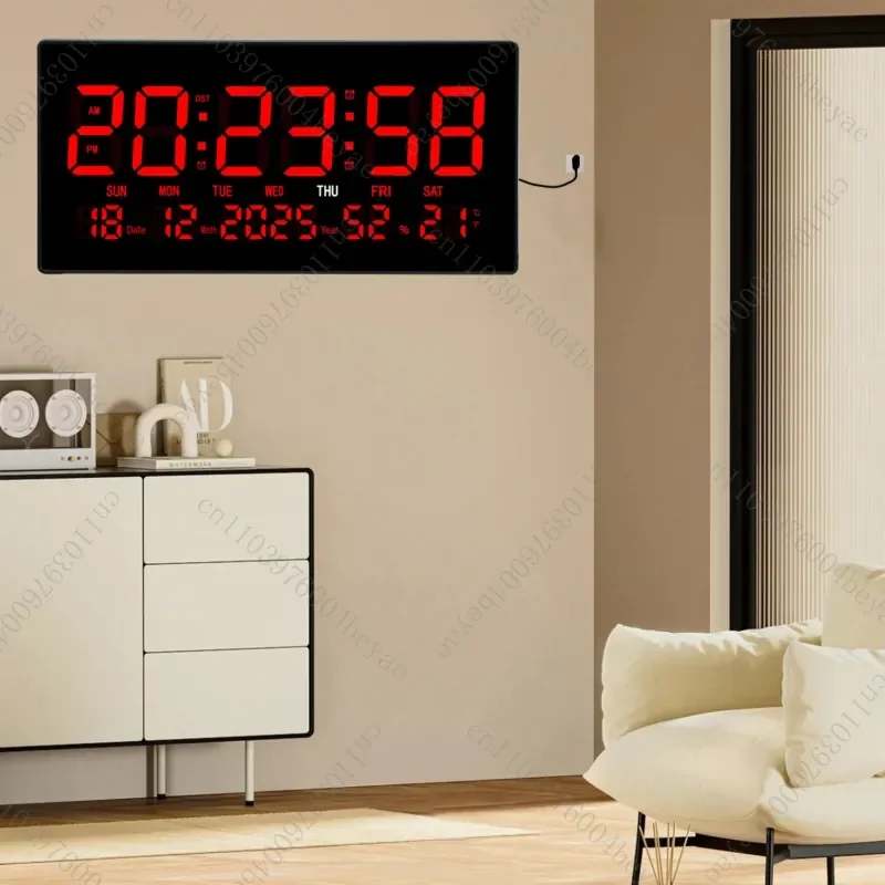 LED light perpetual calendar electronic clock office smart large screen digital wall clock multi-function desktop luminous
