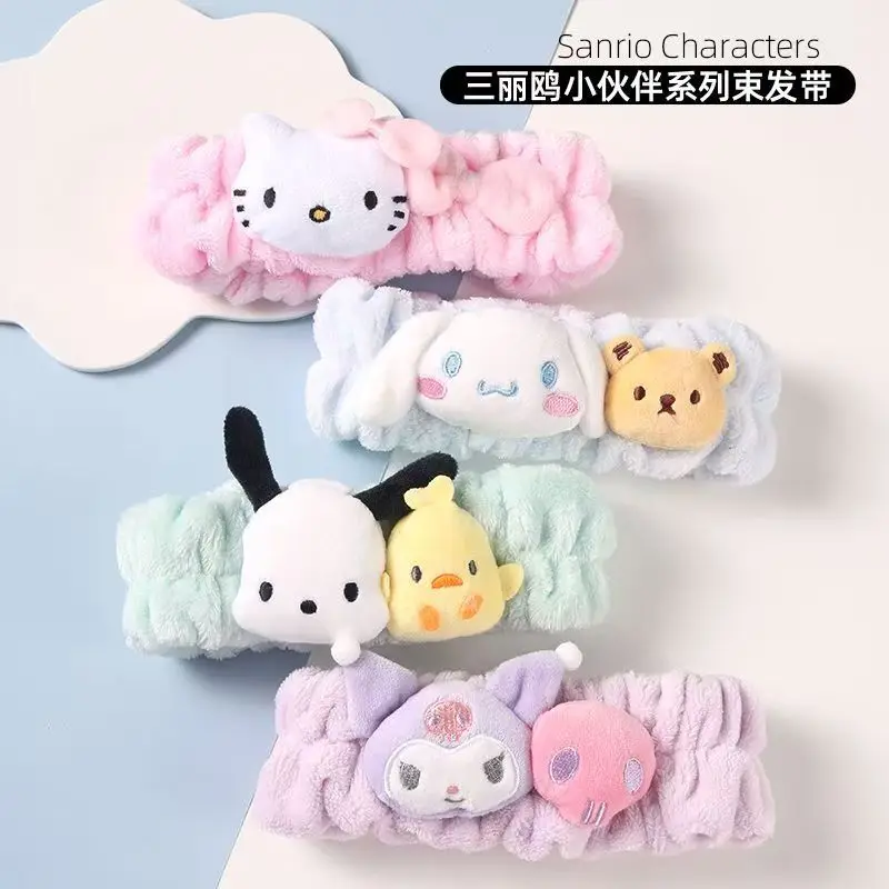 

Hello Kitty Kuromi Cinnamoroll Cartoon Plush Face Wash Headband Water Uptake Creative Anime Headband A Birthday Gift for Girls