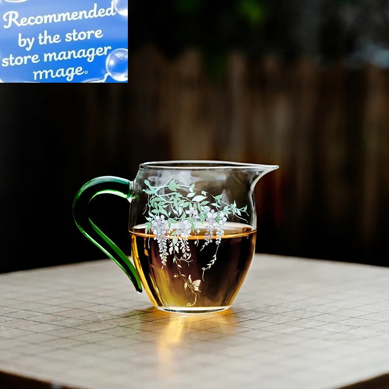 

350ml Wisteria Fairy Cup Heat Resistant Glass Justice Cup Boutique Handmade Tea Pitcher Luxury Cha Hai Coffee Divide Equipment