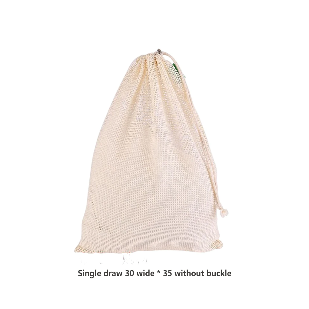 Drawstring Mesh Bag Fruit Vegetables Net Bags Food Storage Pouch 30x35cm