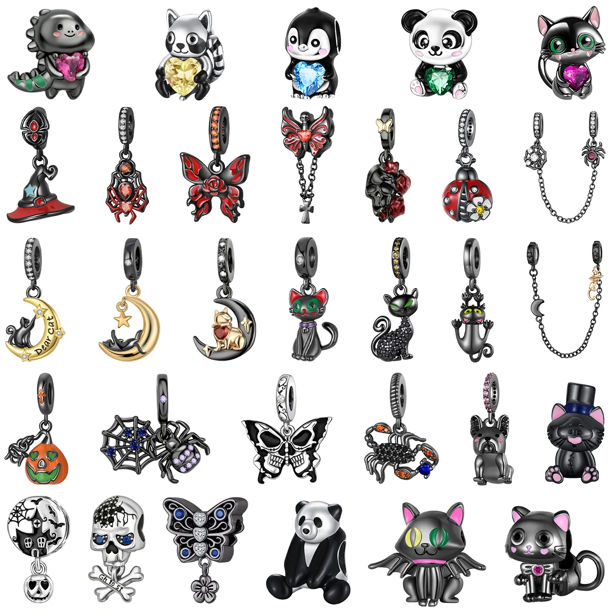 

Милые черные подвески-шармы в виде животных из серебра 925 пробы: кошка, пингвин, бабочка, панда. Подходят для оригинальных браслетов и ожерелий, для создания украшений своими руками.