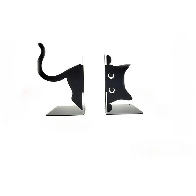 

Black Cat Bookends Retractable Creative Storage Book Holder for Desk Office Student Gift Simple Design Kawaii Organizer