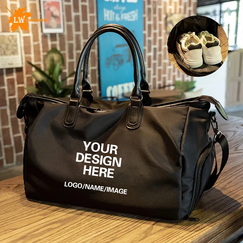 

Персонализированная дорожная сумка с логотипом, женская сумка для йоги, спортивная сумка, водонепроницаемая сумка выходного дня, индивидуальный рисунок имени