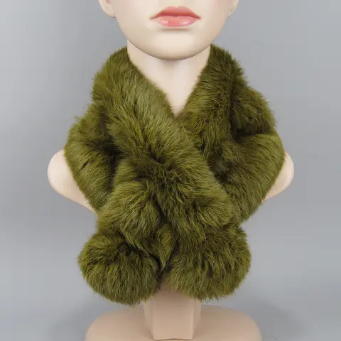 2025 Nya Ryska Damer Äkta Kaninpäls Halsduk Vinter Dam Varm Äkta Kaninpäls Halsduk Fluffiga Pompoms Naturliga Päls Halsdukar 8 best sales svart sjal - №7