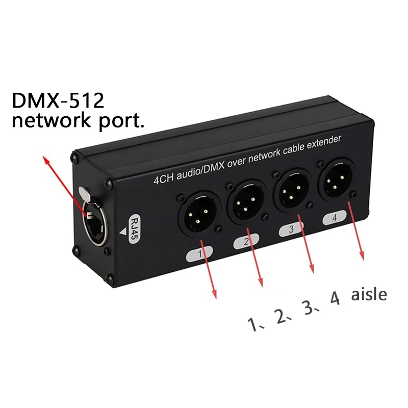 4-Way Xlr Three-Pin DMX-4 Extender Audio Network Cable Extender Stage Audio Lighting Network Extender