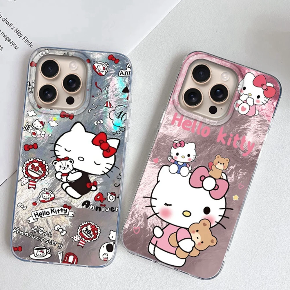 

Pink Cartoon Cat Women Phone Case For Apple iPhone 16 15 14 13 11 12 Pro Max 16e 7 8 Plus X XS XR SE Girls Funda Cover Coque