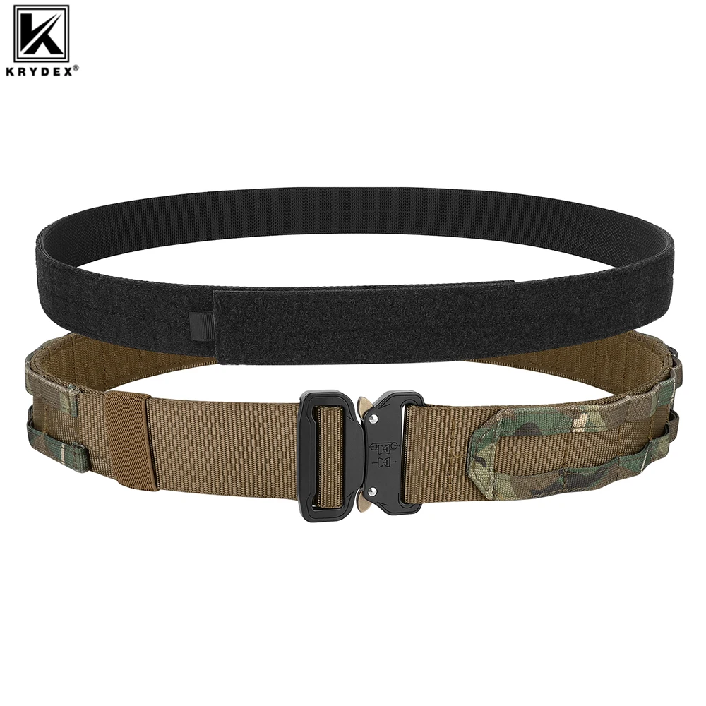 KRYDEX Tactical Rigger MOLLE Belt 1.75 Inch Inner & Outer Combat Hunting Heavy Duty Belt Quick Release Metal Buckle Men Belt