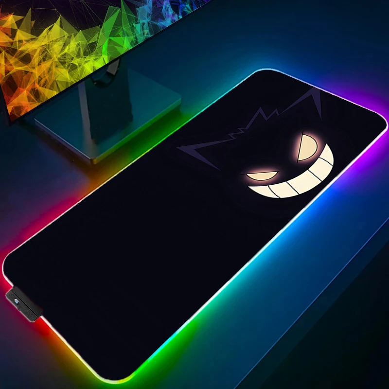 LED Light Mouse Pad Desk Mat G-gengar P-pokemon Rayquaza Computer Mousepad Backlight Keyboard mat Gaming Mouse Pad RGB Carpet