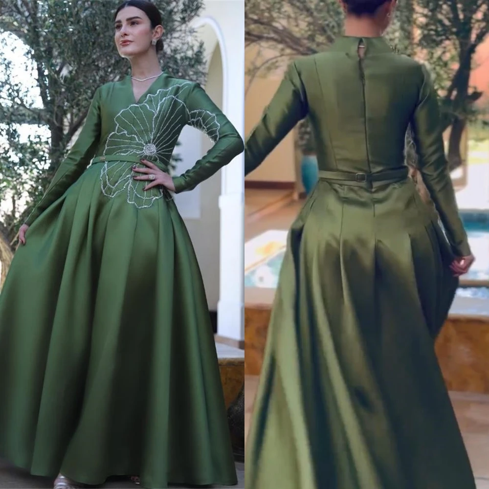 Personalizado estilo moderno formal noite com decote em v vestido de baile flores sob medida ocasião vestido de noite de luxo