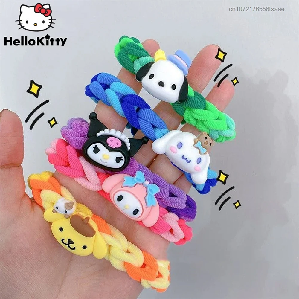 5 Pieces Set Sanrio Hello Kitty DIY Handcrafted Bracelet Y2k Girl Woven Hair Band Cinnamoroll Couple Bracelet Creative Gifts