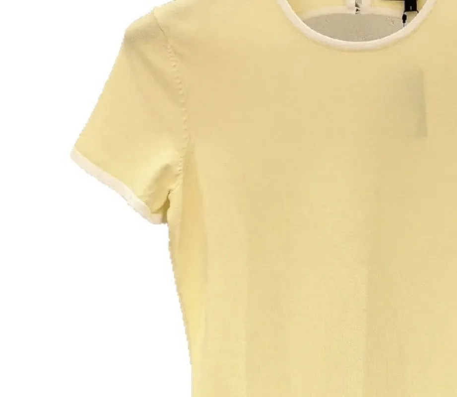 

Ladies' Color Blocking Knitted Short Sleev O-Neck Slim T-Shirt 2026 Spring/Summer New