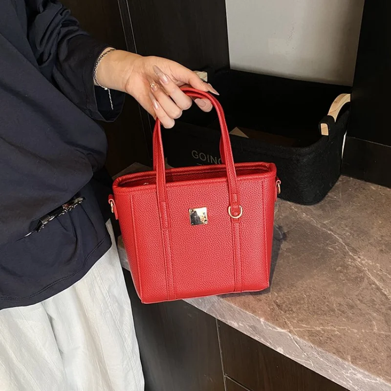 

Women Pu Leather Tote Bag Large Capacity Classic Solid Color Handbag Work Office Shopping Travel Bag