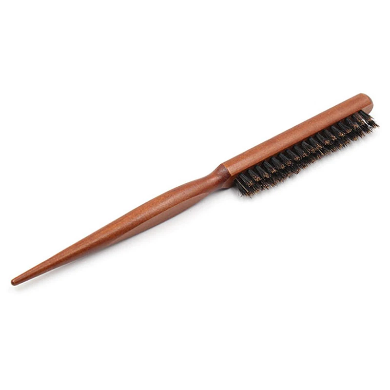 1Pcs Natural Boar Bristle Hair Fluffy Comb Wood Handle Anti-static Barber Hair Comb Scalp Massage Hairdresser Styling Tool